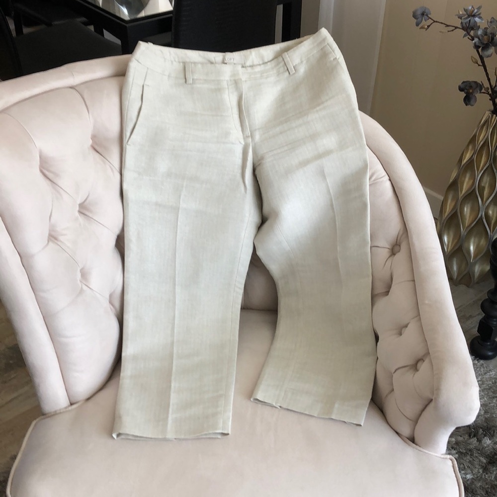 Ivory metallic crop dress pant